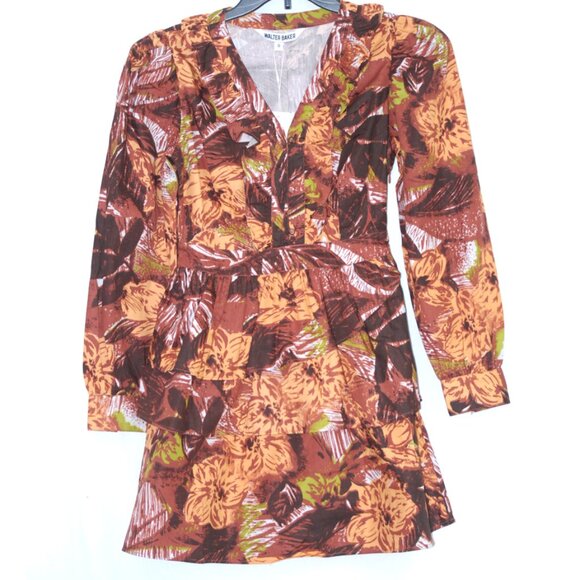 NWT 100% Cotton Long Sleeve Dress Size 0 Above the Knee Hawiian Floral
